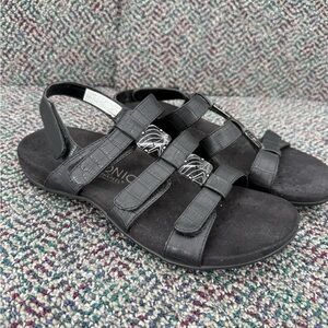 Vionic Women Amber Comfort Hook&loop‎ Leather Strap Sandals Flats shoes sz 8